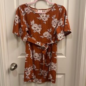 Maternity Burnt orange floral tie waist blouse